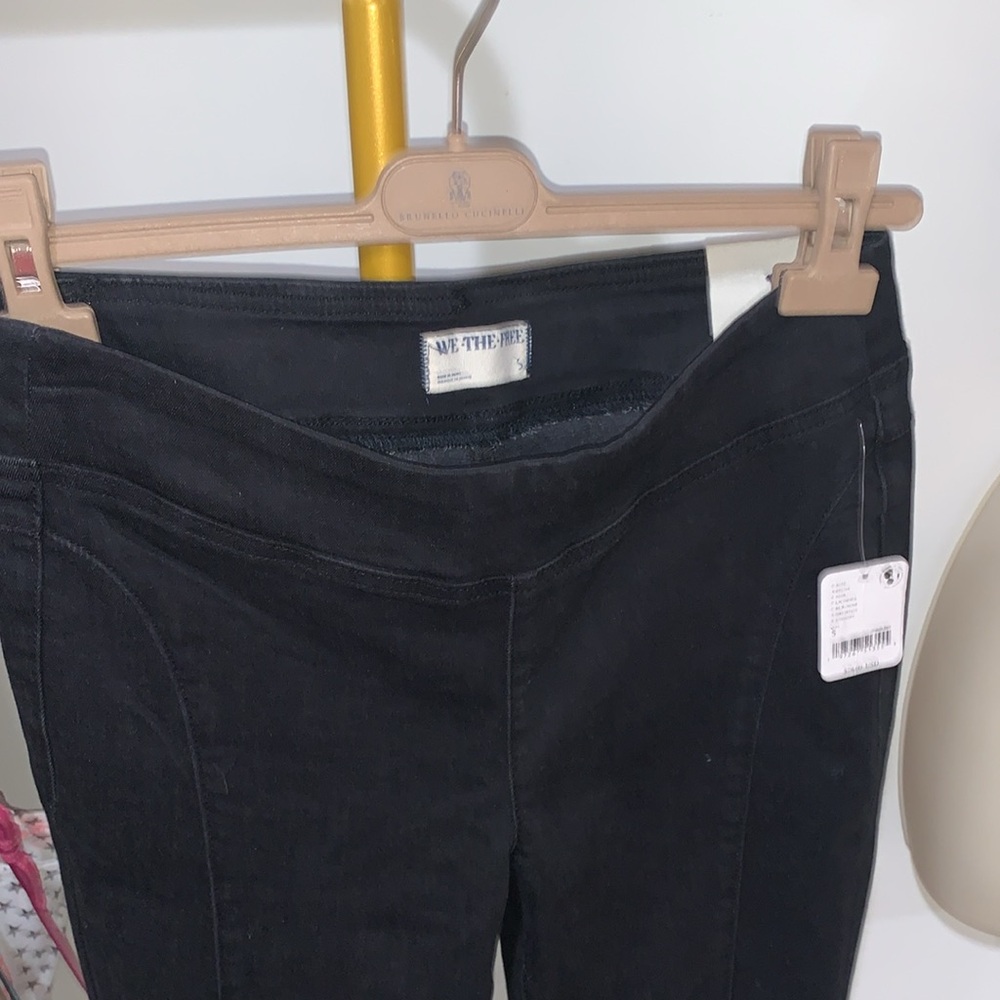 Free People Double Dutch Slit Skinny Mid-Rise Jean in Black Denim - Picture 7 of 14